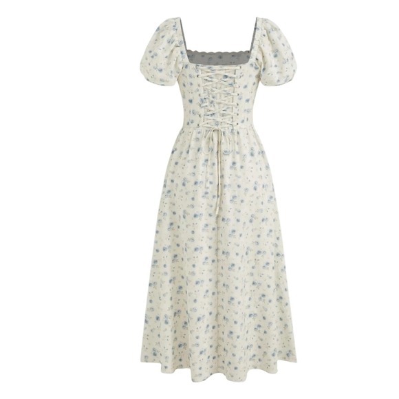 Cider Dresses & Skirts - Cider Floral Puff Sleeve Midi Dress Cottagecore Lace Up Back Size‎ XL